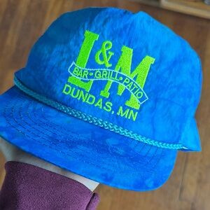 Blue Cap with Green Embroidery